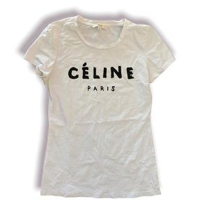 VINTAGE celine roundneck white logo shirt